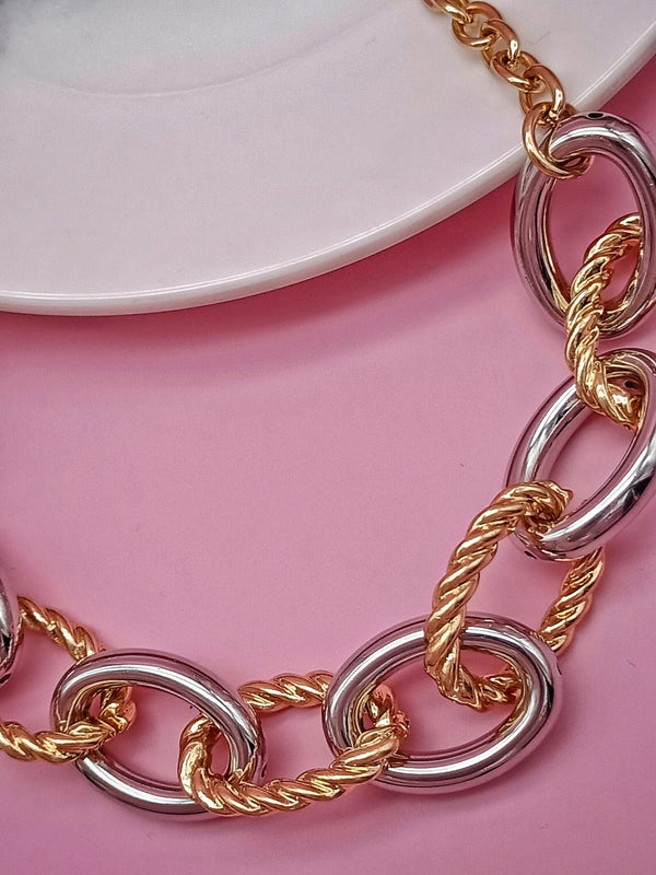 Two Tone Link Chain Necklace