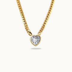 Zircon Heart Snake Chain Necklace