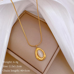 Oval Cat Eye Pendant Necklace