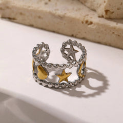 Two Tone Mossanite Adjustable Ring